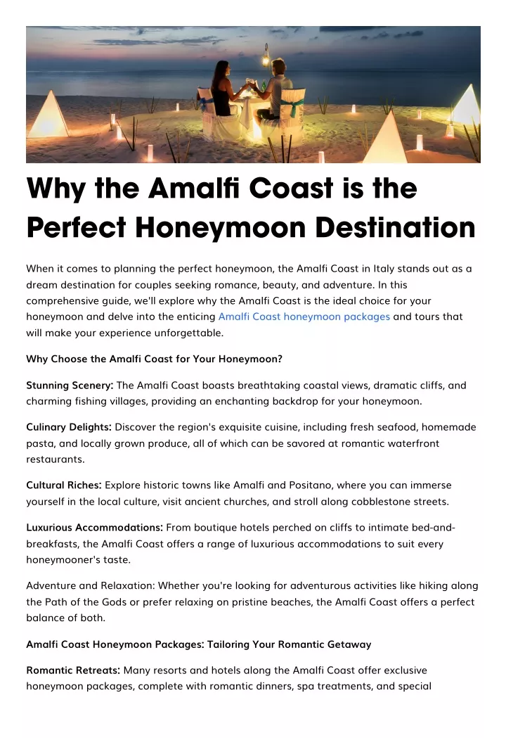 why the amalfi coast is the perfect honeymoon