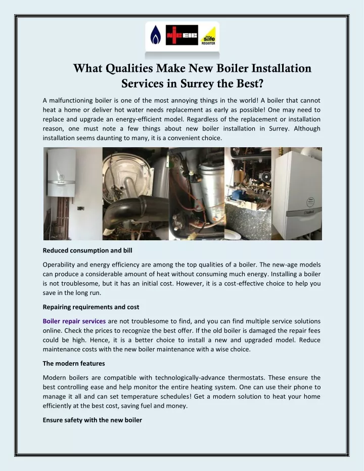 what qualities make new boiler installation