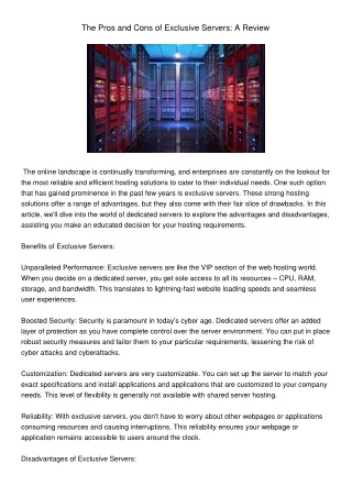 the pros and cons of exclusive servers a review