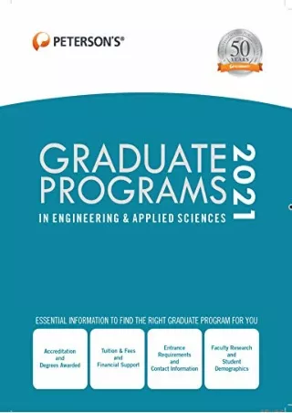READ [PDF] Graduate Programs in Engineering & Applied Sciences 2021 (Peterson's Graduate
