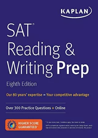 Download Book [PDF] SAT Reading & Writing Prep: Over 300 Practice Questions   Online (Kaplan Test