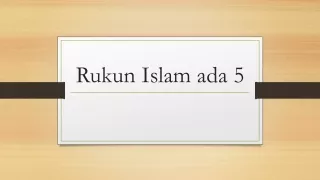 Rukun Islam ada 5
