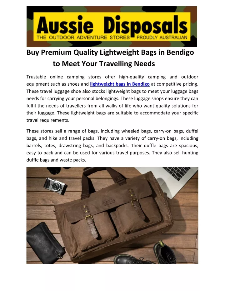 buy premium quality lightweight bags in bendigo
