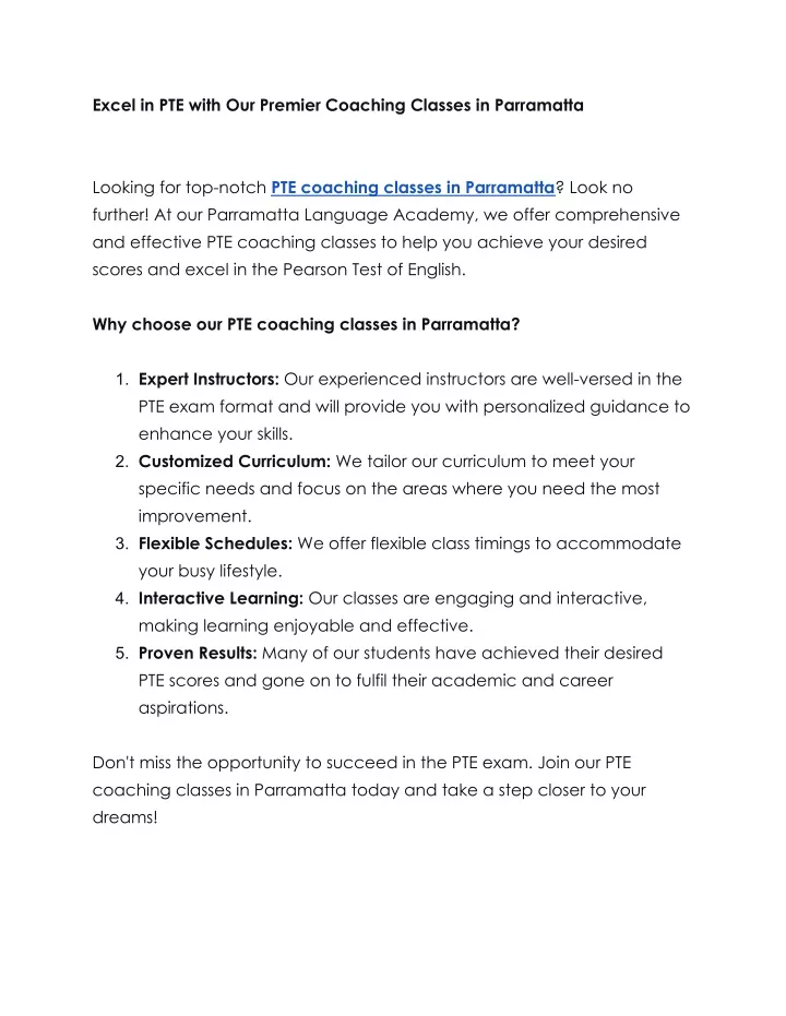 excel in pte with our premier coaching classes