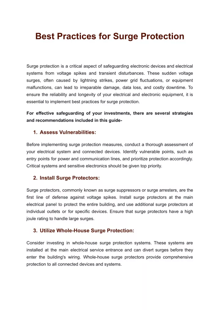 best practices for surge protection