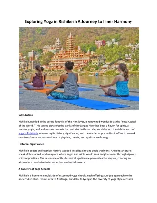 Exploring Yoga in Rishikesh A Journey to Inner Harmony