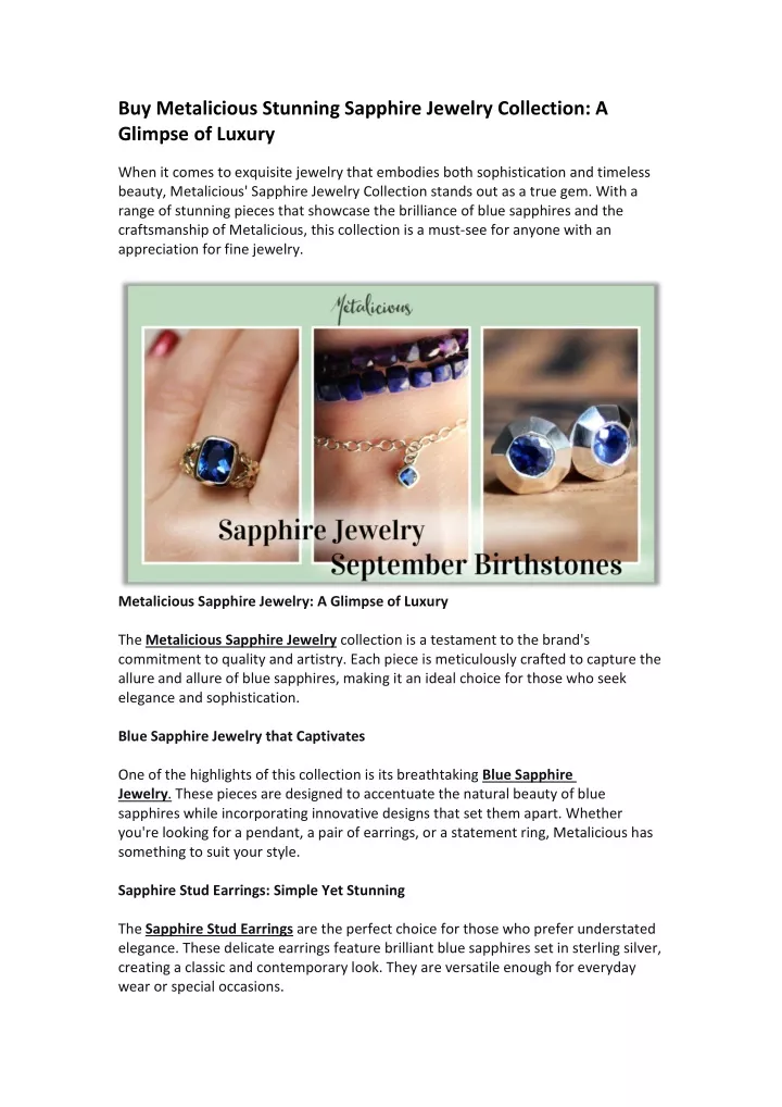 buy metalicious stunning sapphire jewelry