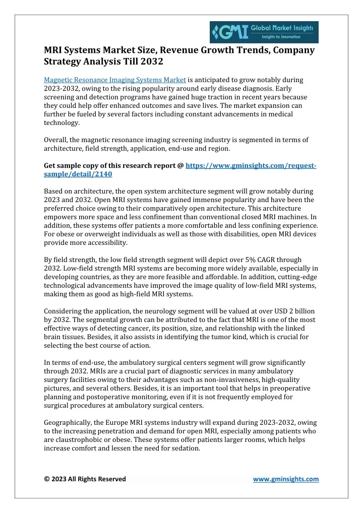 mri systems market size revenue growth trends