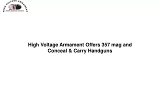 High Voltage Armament Offers 357 mag and Conceal & Carry Handguns