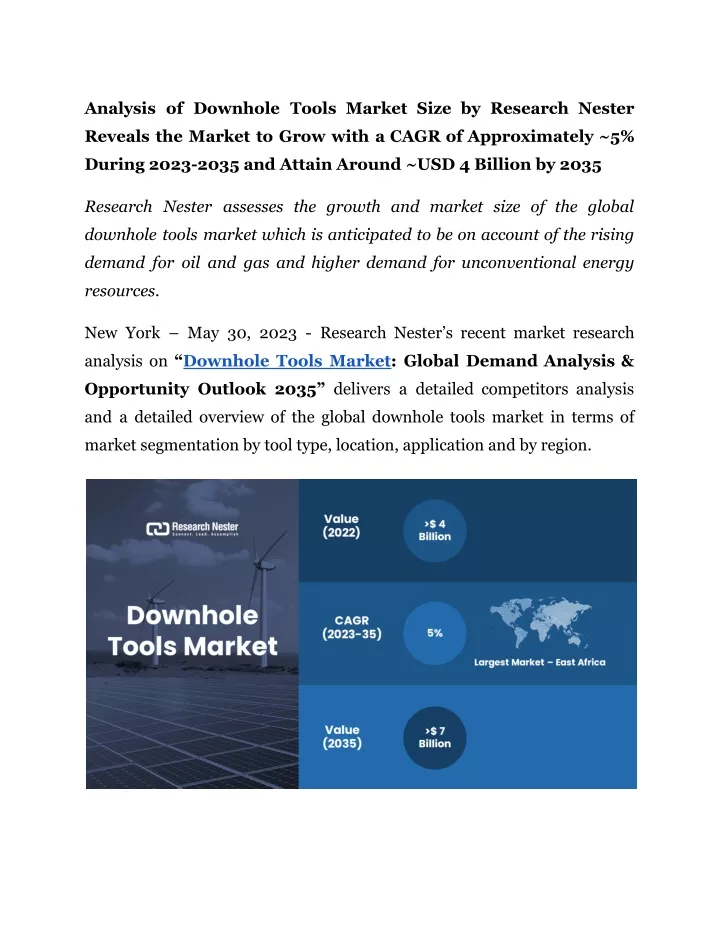 analysis of downhole tools market size