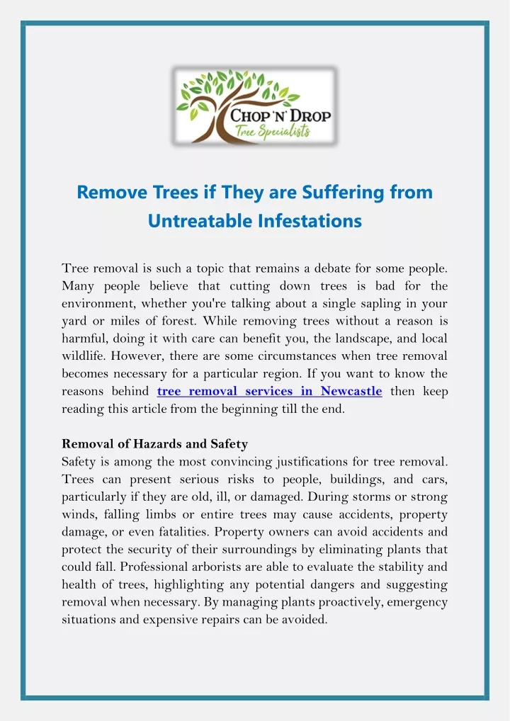 remove trees if they are suffering from