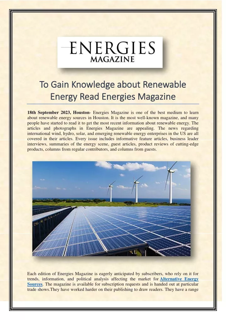 to gain knowledge about renewable to gain