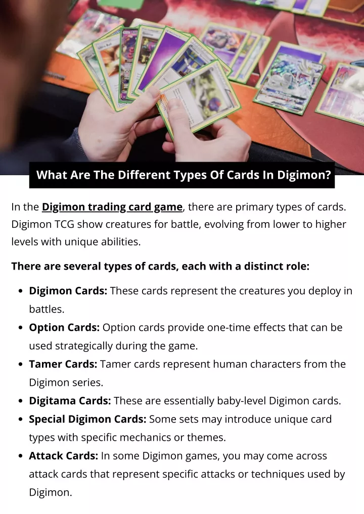 what are the different types of cards in digimon