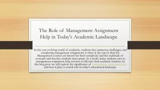 The Role of Management Assignment Help in Today's