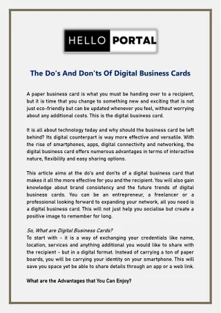 The Dos And Donts Of Digital Business Cards