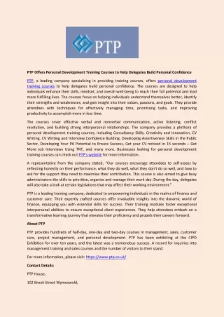 ptp offers personal development training courses