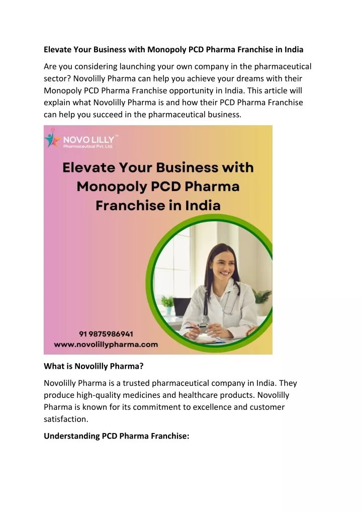 elevate your business with monopoly pcd pharma