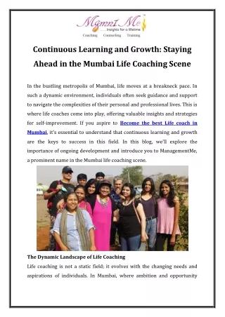 Continuous Learning and Growth Staying Ahead in the Mumbai Life Coaching Scene