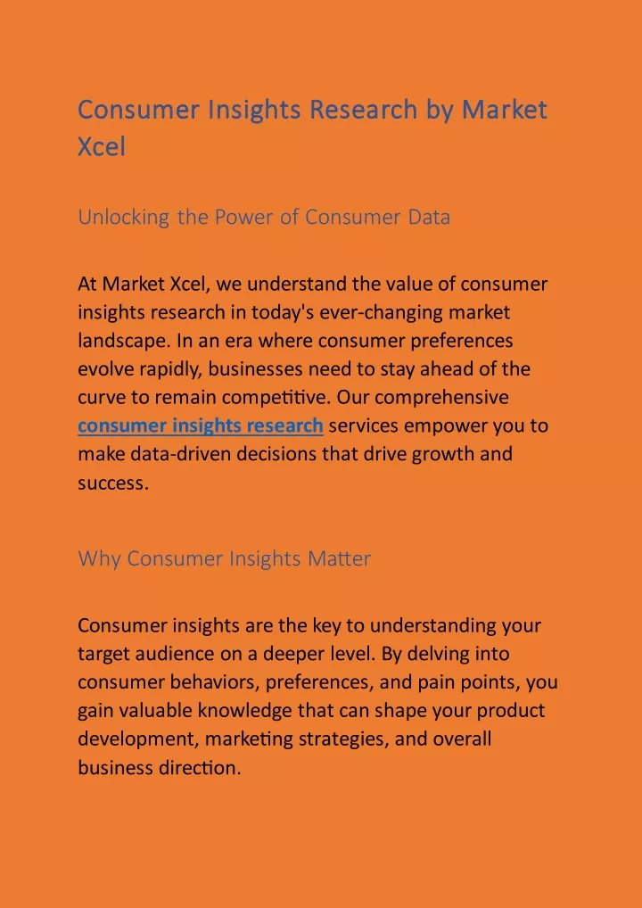 consumer insights research by market consumer