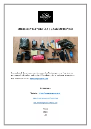 Survival Gear Emergency Kit | Maximumprep.com