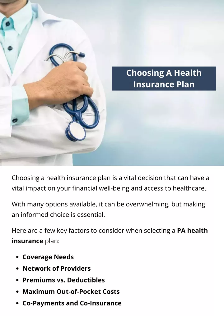 choosing a health insurance plan