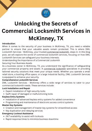 Unlocking the Secrets of Commercial Locksmith Services in McKinney, TX
