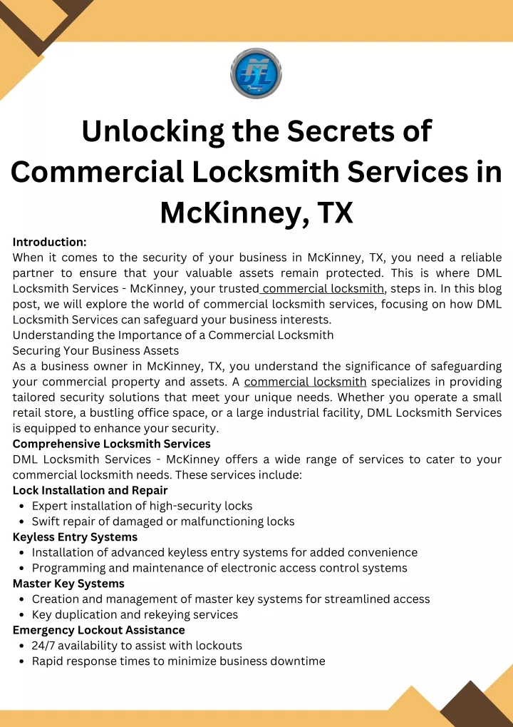 unlocking the secrets of commercial locksmith