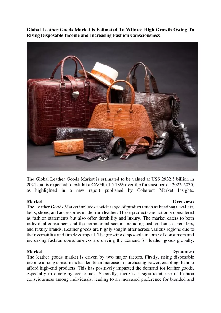 global leather goods market is estimated