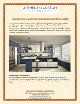 Enhancing Your Kitchen  European Kitchen Cabinets in Scottsdale
