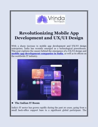 Revolutionizing Mobile App Development and UXUI Design