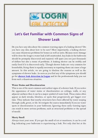 Let’s Get Familiar with Common Signs of Shower Leak