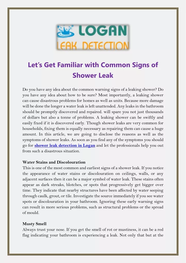 let s get familiar with common signs of shower