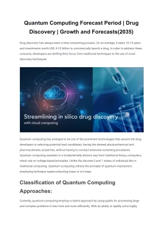 Quantum Computing and Drug Discovery: Market Size and Forecasts(2035)