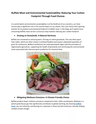 Buffalo Meat and Environmental Sustainability: Reducing Your Carbon Footprint