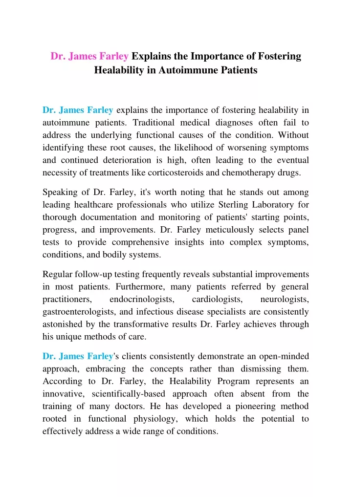 dr james farley explains the importance