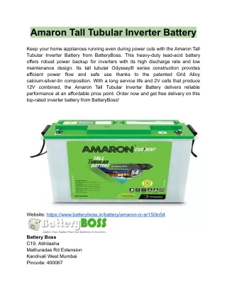 Amaron Tall Tubular Inverter Battery