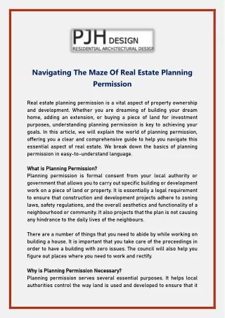 Navigating The Maze Of Real Estate Planning Permission