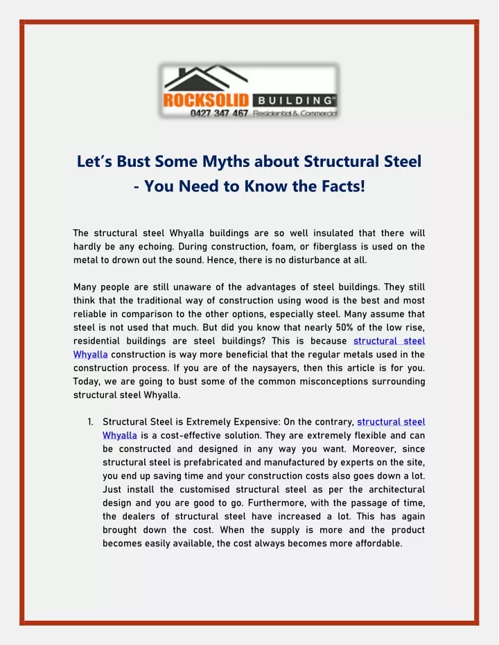let s bust some myths about structural steel