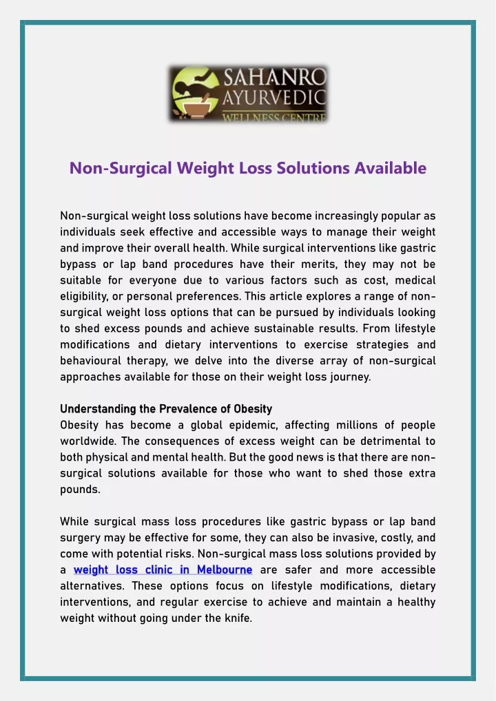 non surgical weight loss solutions available