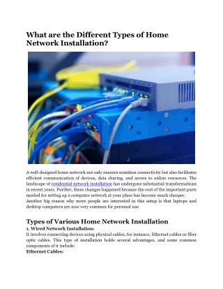 What are the Different Types of Home Network Installation