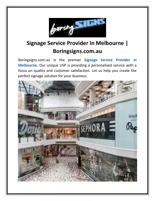 Signage Service Provider In Melbourne | Boringsigns.com.au