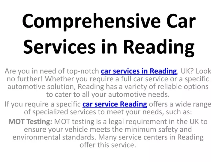 comprehensive car services in reading