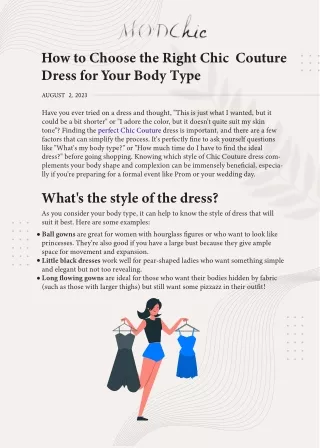 How to choose right chic couture dress for your body type | MODChic Couture