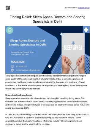Finding Relief: Sleep Apnea Doctors and Snoring Specialists in Delhi