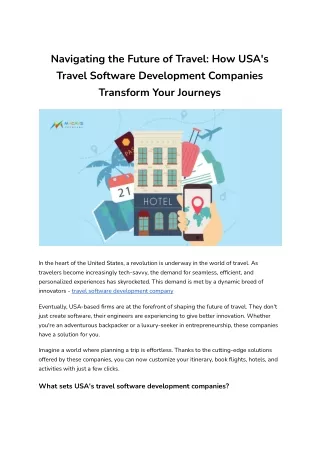 Travel Software Development Company: Crafting the Future of Travel Technology