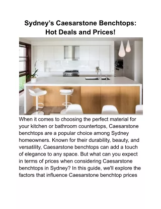 Sydney’s Caesarstone Benchtops_ Hot Deals and Prices
