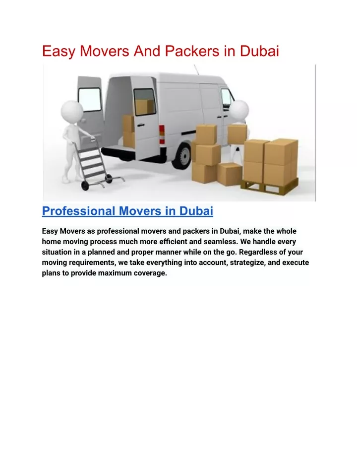 easy movers and packers in dubai