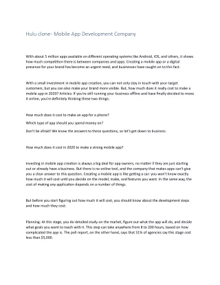 hulu clone mobile app development company