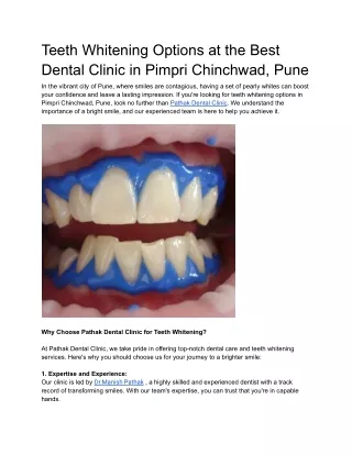 Teeth Whitening Options at the Best Dental Clinic in Pimpri Chinchwad, Pune