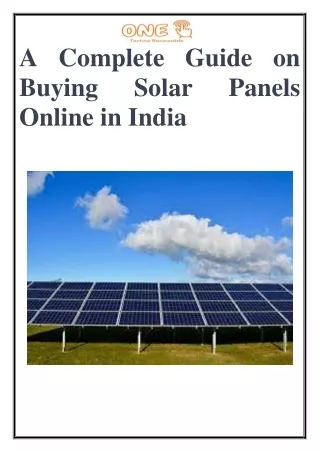 A Complete Guide on Buying Solar Panels Online in India